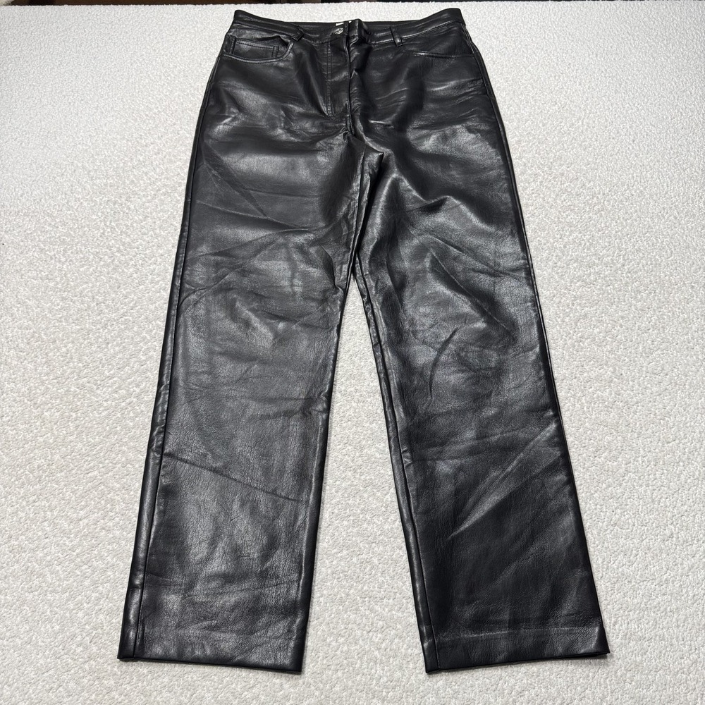 Wilfred Pants Womens 12 Black Faux Leather Melina Super High Rise Vegan Artizia